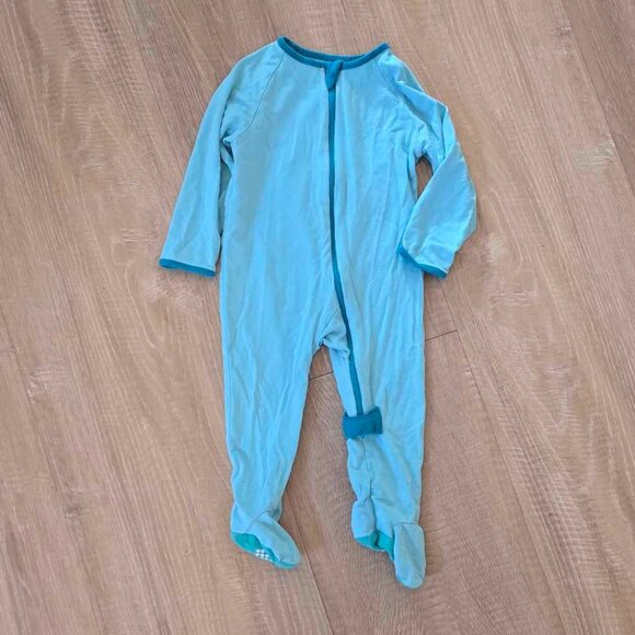 Lark Adventurewear UNISEX BLUE Bamboo Zip Sleeper - No Slip Footie Pajamas - Picture 1 of 3